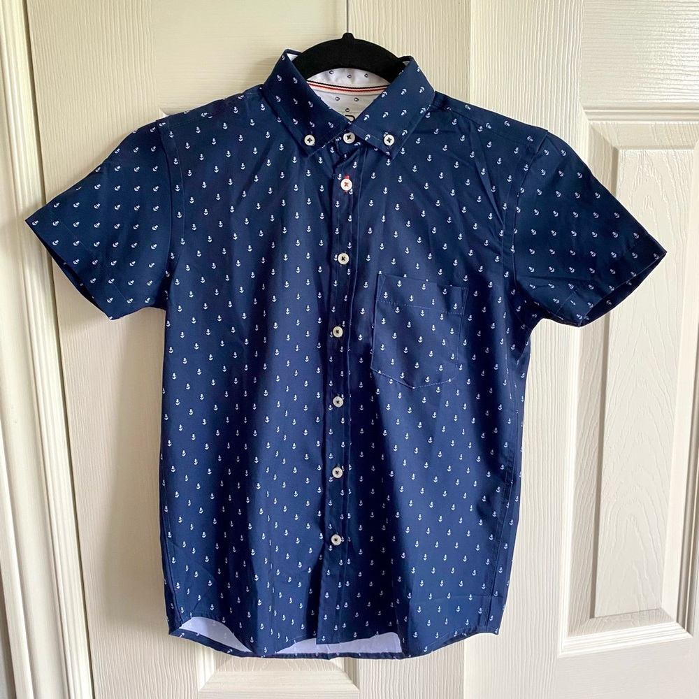 Navy Blue anchors Button Down Shirt